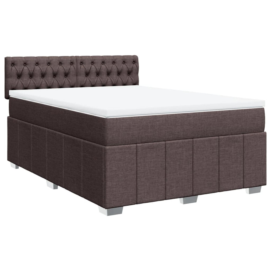 Boxspring met matras stof donkerbruin 160x200 cm