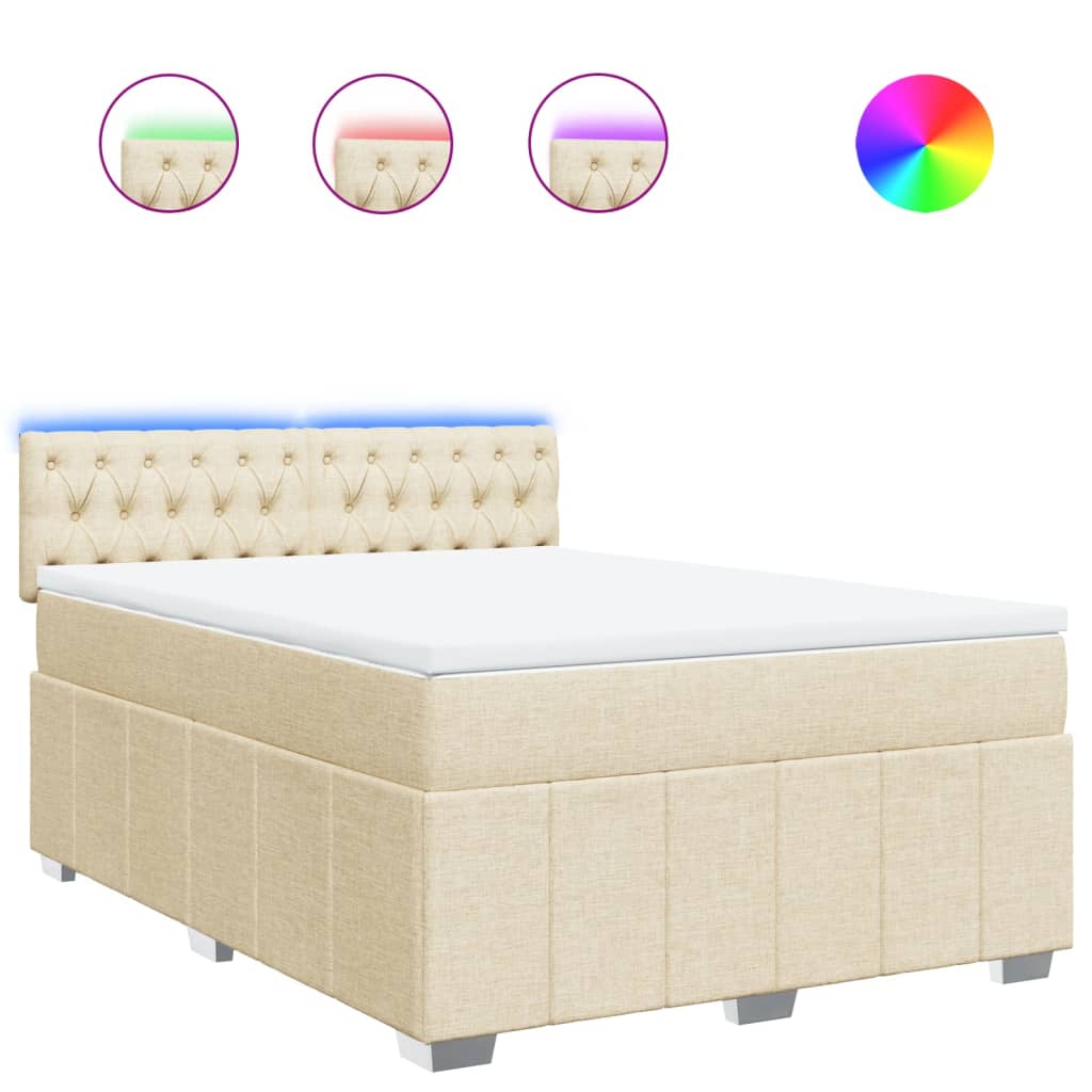Boxspring met matras stof crèmekleurig 160x200 cm