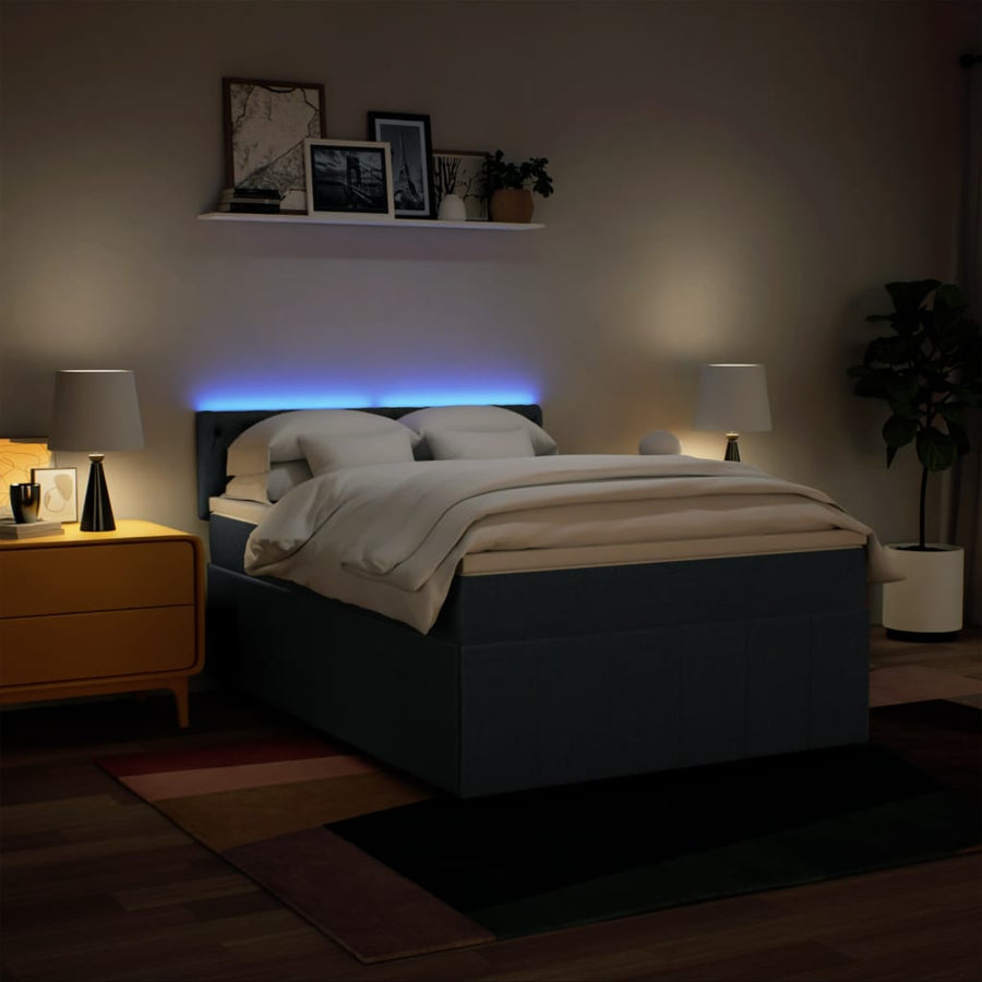 Boxspring met matras stof blauw 160x200 cm