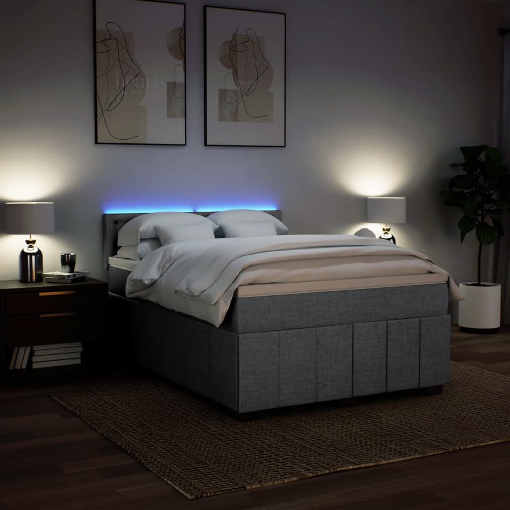 Boxspring met matras stof lichtgrijs 160x200 cm