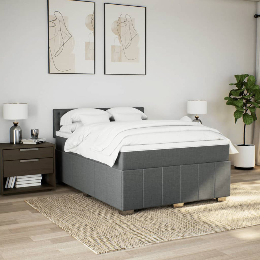 Boxspring met matras stof donkergrijs 160x200 cm