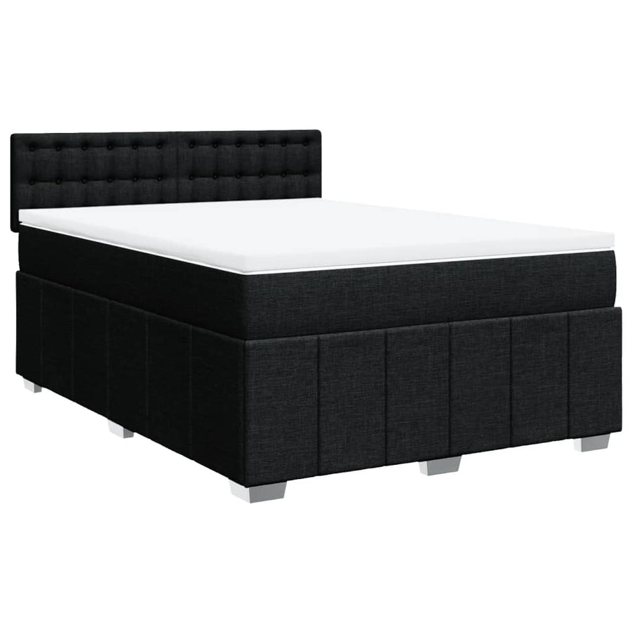 Boxspring met matras stof zwart 160x200 cm