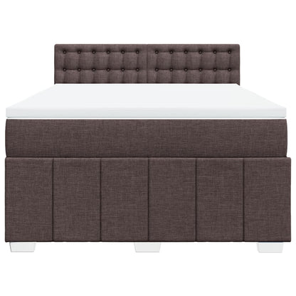 Boxspring met matras stof donkerbruin 160x200 cm