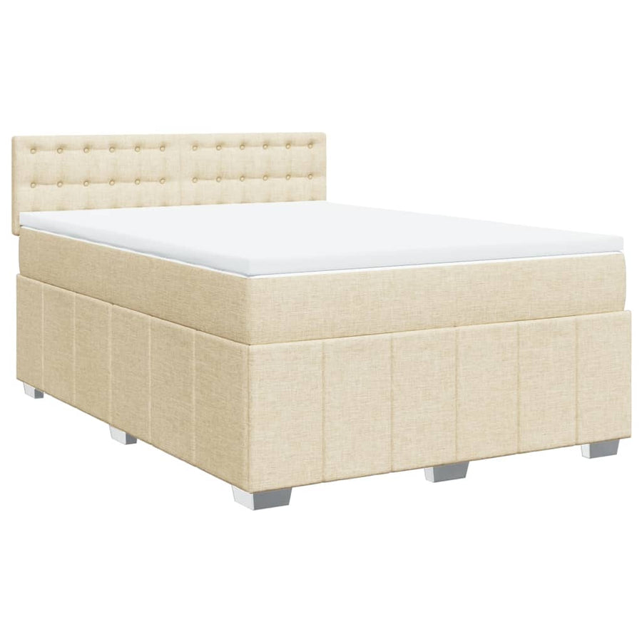 Boxspring met matras stof crèmekleurig 160x200 cm