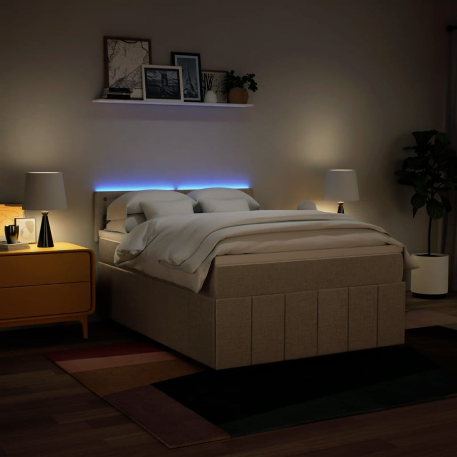 Boxspring met matras stof crèmekleurig 160x200 cm