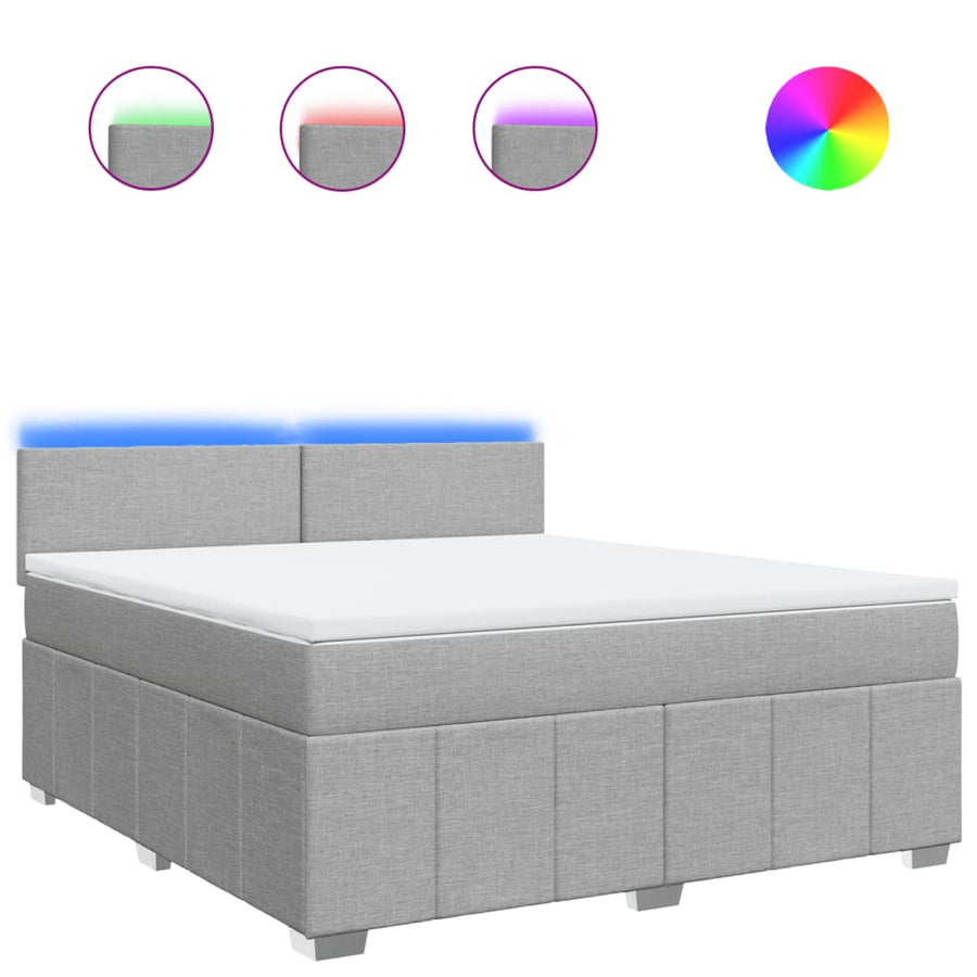 Boxspring met matras stof lichtgrijs 180x200 cm