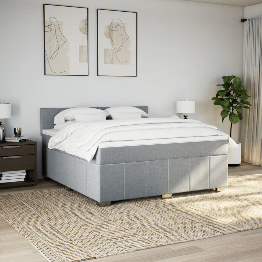 Boxspring met matras stof lichtgrijs 180x200 cm