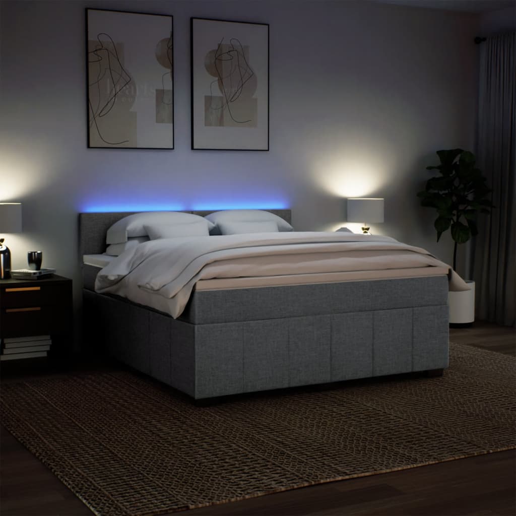 Boxspring met matras stof lichtgrijs 180x200 cm