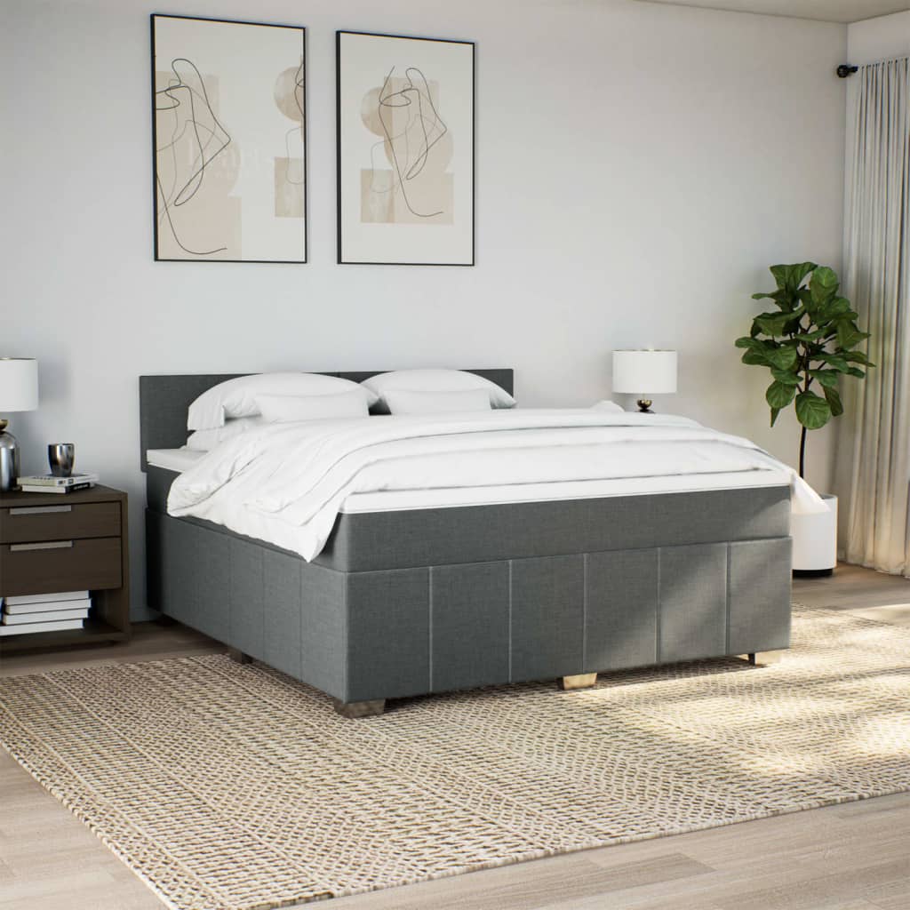 Boxspring met matras stof donkergrijs 180x200 cm