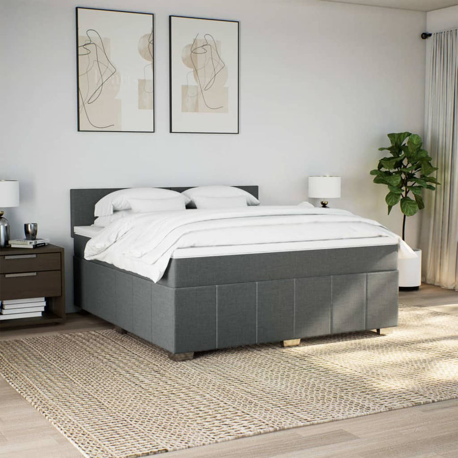 Boxspring met matras stof donkergrijs 180x200 cm