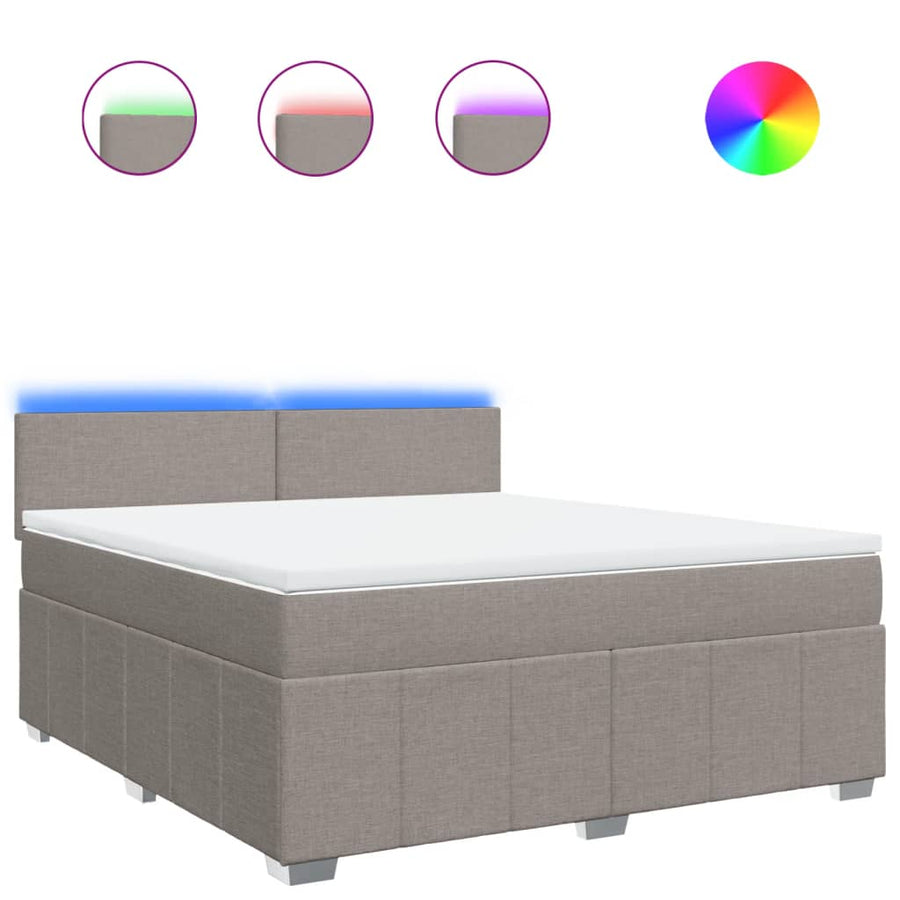 Boxspring met matras stof taupe 180x200 cm