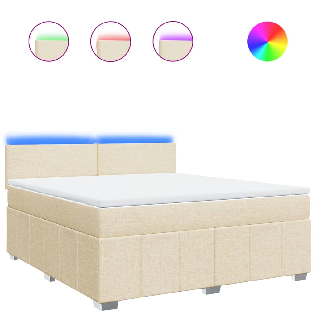 Boxspring met matras stof crèmekleurig 180x200 cm
