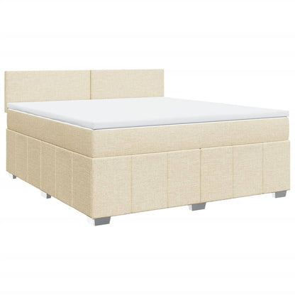 Boxspring met matras stof crèmekleurig 180x200 cm