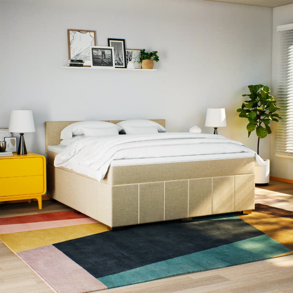 Boxspring met matras stof crèmekleurig 180x200 cm