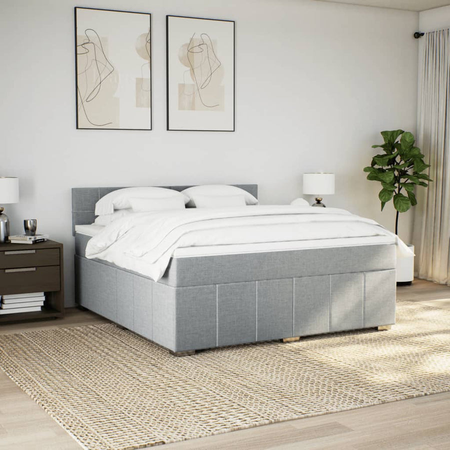 Boxspring met matras stof lichtgrijs 180x200 cm