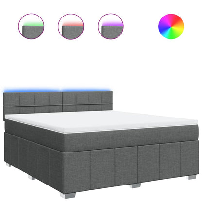 Boxspring met matras stof donkergrijs 180x200 cm