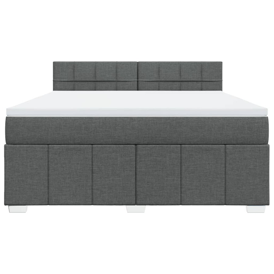 Boxspring met matras stof donkergrijs 180x200 cm