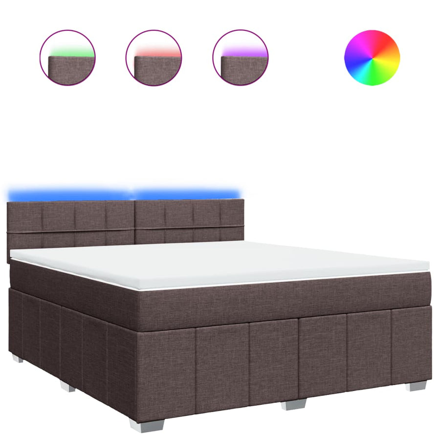 Boxspring met matras stof donkerbruin 180x200 cm