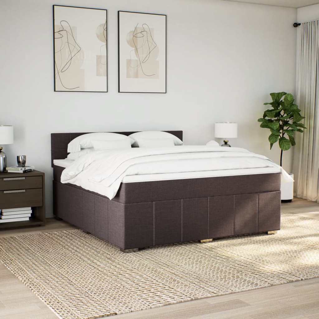 Boxspring met matras stof donkerbruin 180x200 cm
