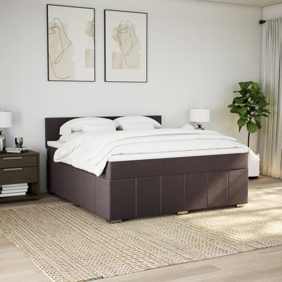 Boxspring met matras stof donkerbruin 180x200 cm