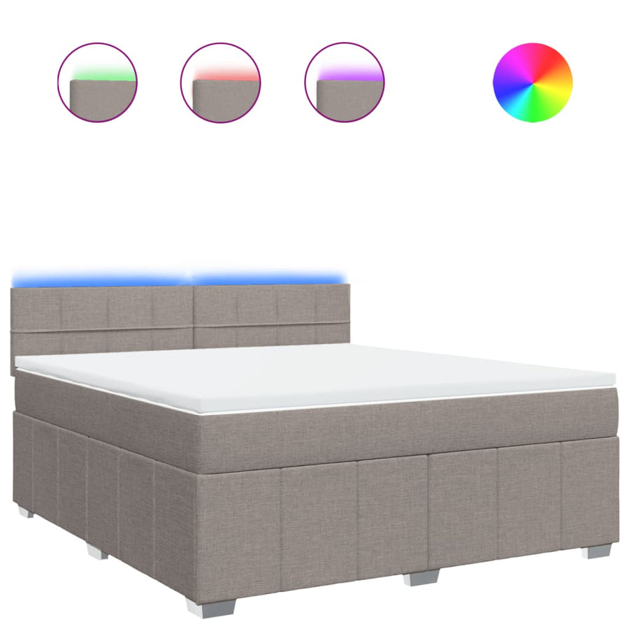 Boxspring met matras stof taupe 180x200 cm