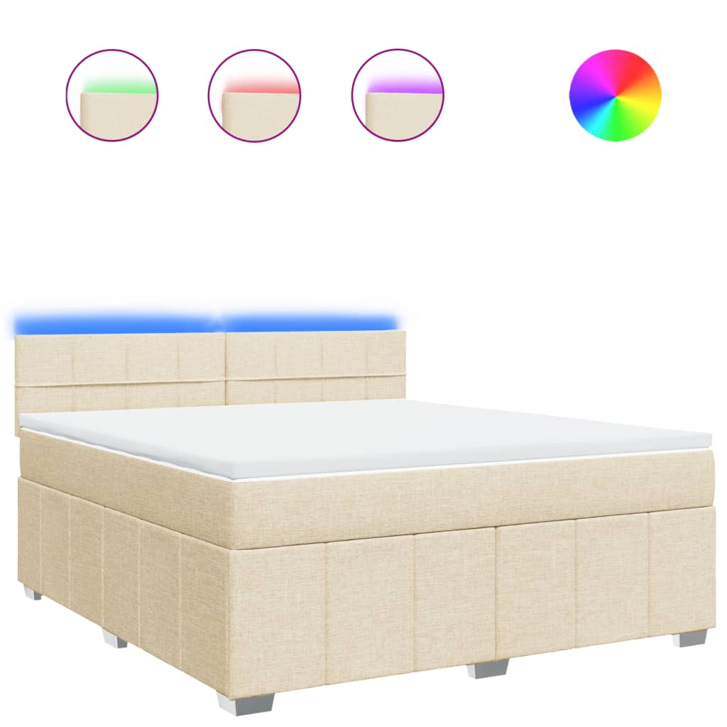 Boxspring met matras stof crèmekleurig 180x200 cm