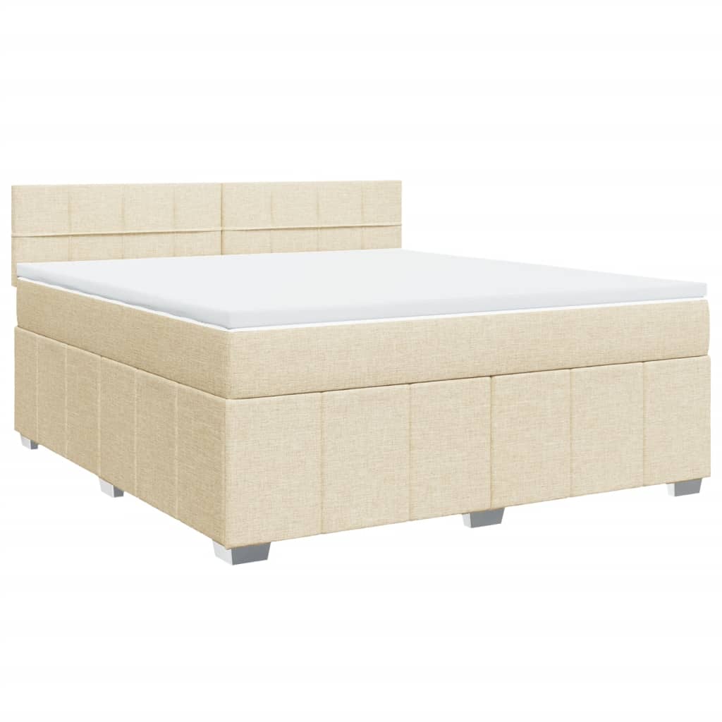 Boxspring met matras stof crèmekleurig 180x200 cm