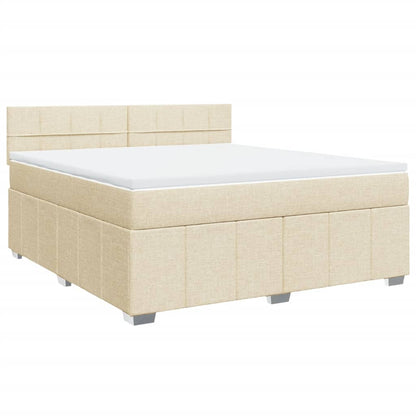 Boxspring met matras stof crèmekleurig 180x200 cm