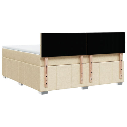 Boxspring met matras stof crèmekleurig 180x200 cm