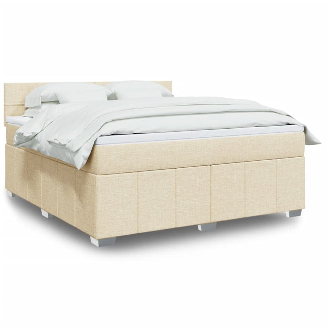 Boxspring met matras stof crèmekleurig 180x200 cm