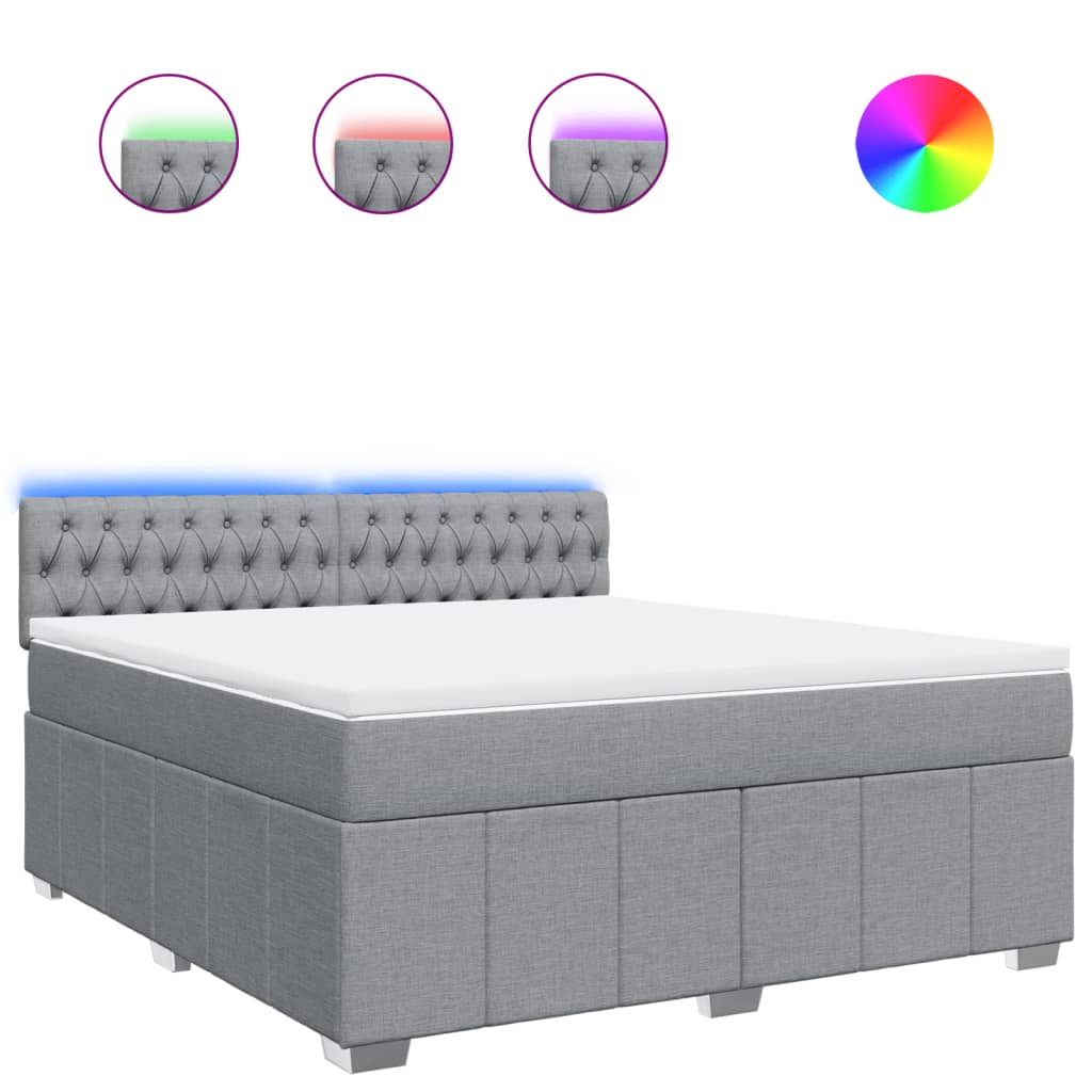 Boxspring met matras stof lichtgrijs 180x200 cm
