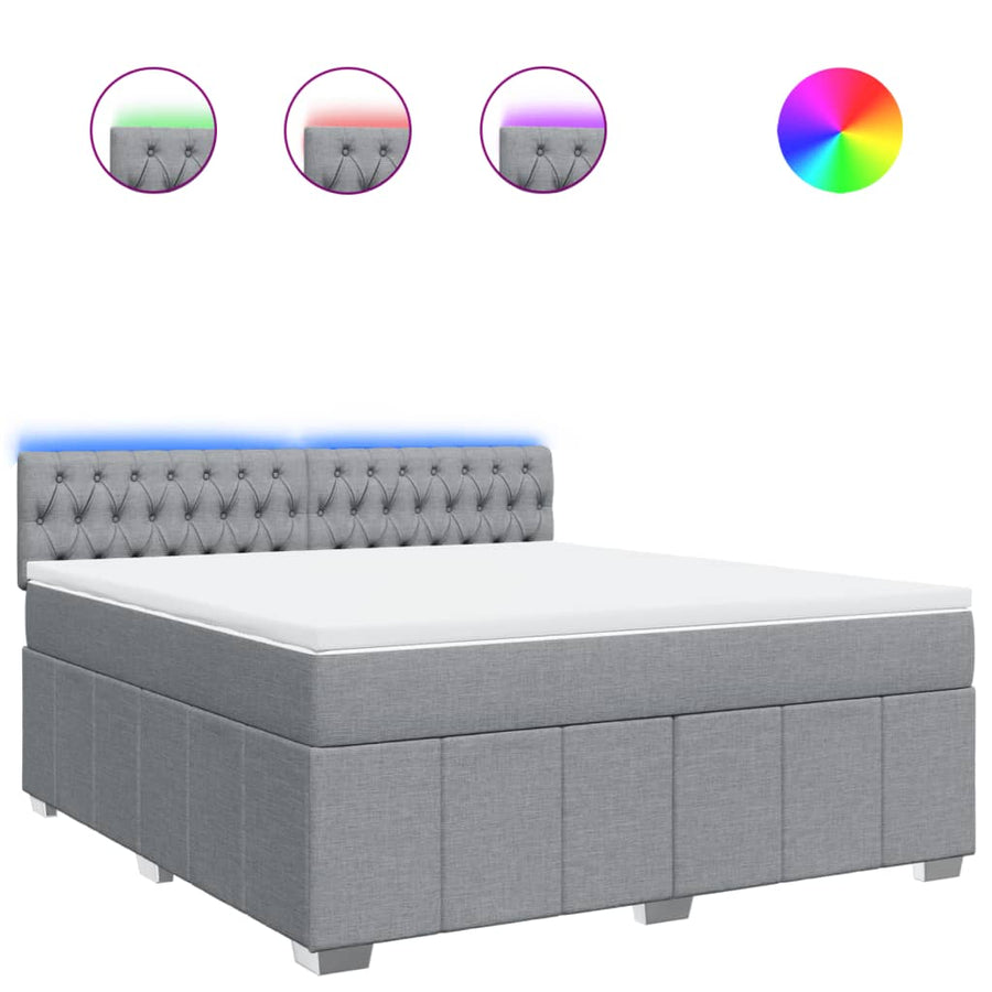 Boxspring met matras stof lichtgrijs 180x200 cm