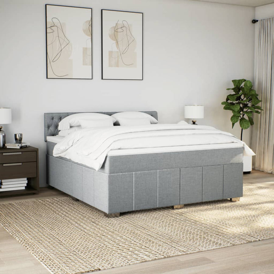 Boxspring met matras stof lichtgrijs 180x200 cm