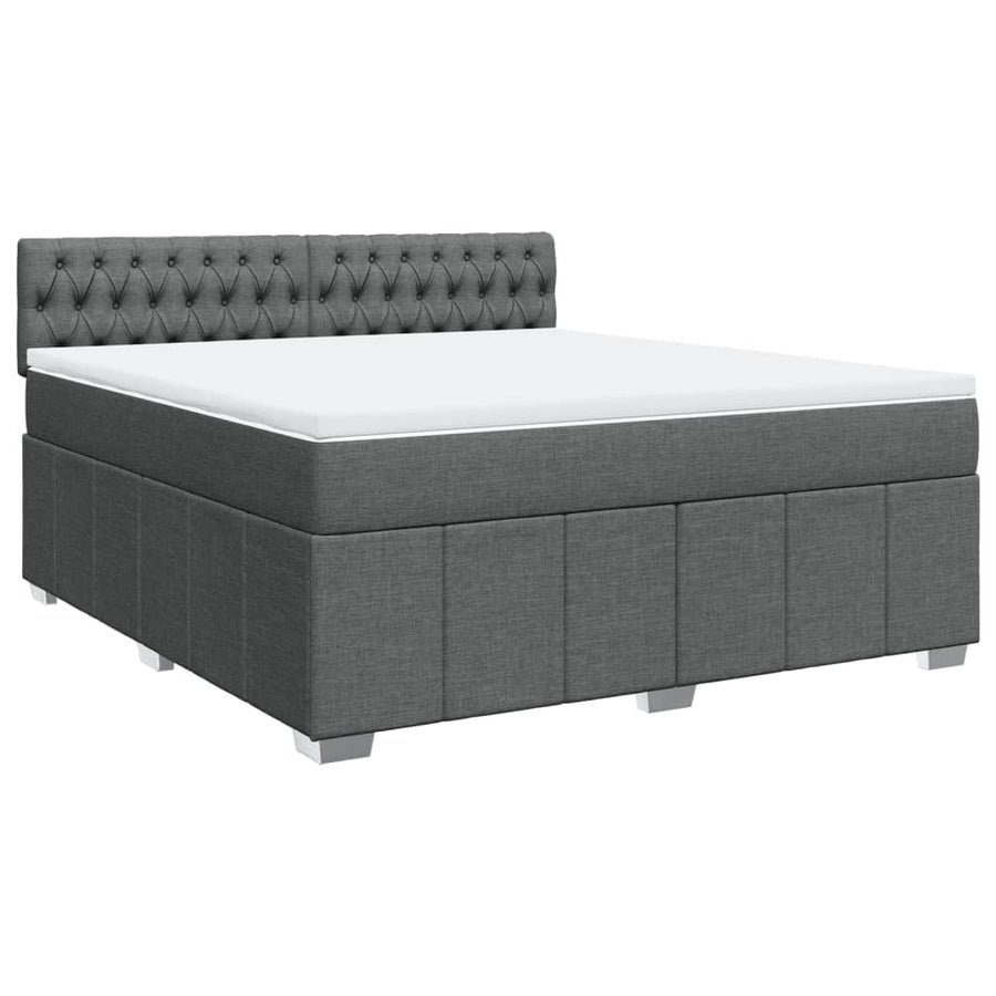 Boxspring met matras stof donkergrijs 180x200 cm