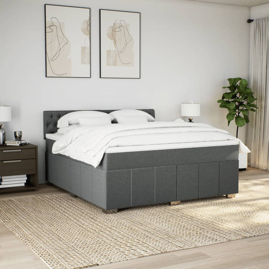 Boxspring met matras stof donkergrijs 180x200 cm