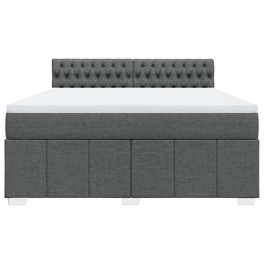 Boxspring met matras stof donkergrijs 180x200 cm