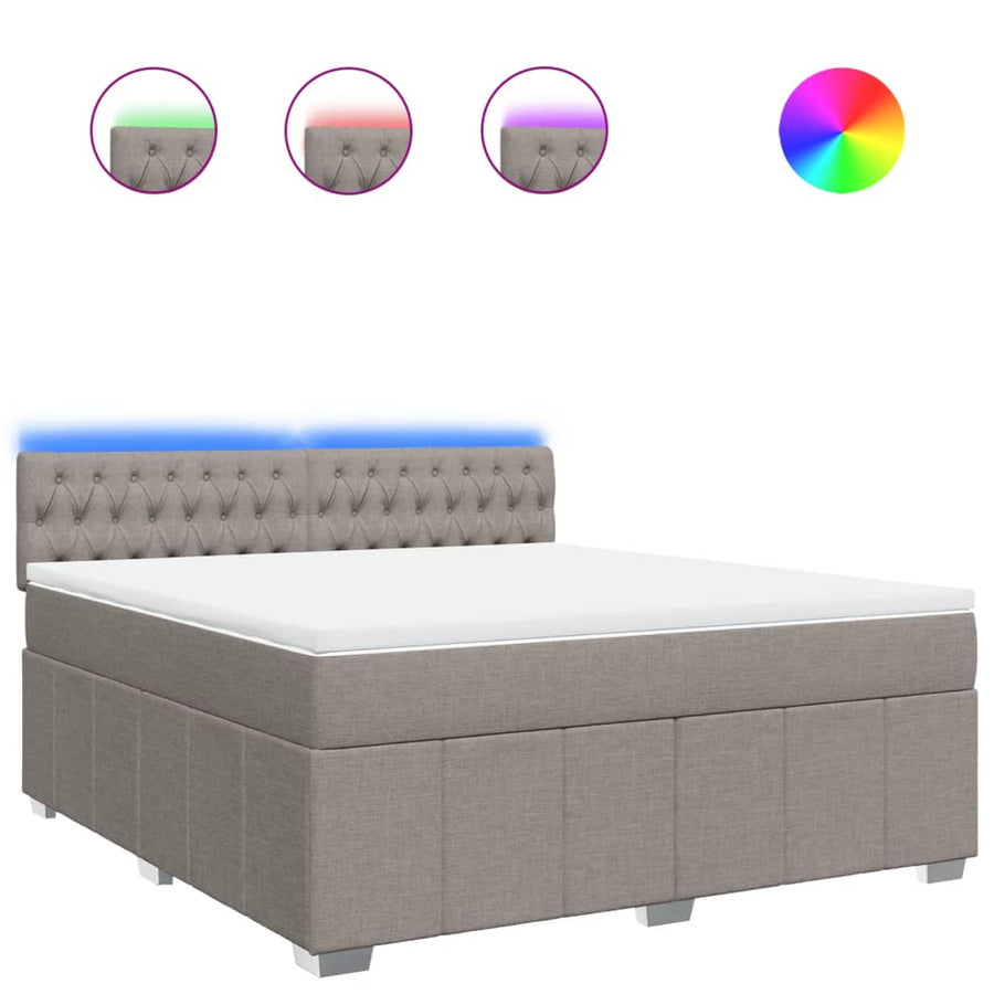 Boxspring met matras stof taupe 180x200 cm