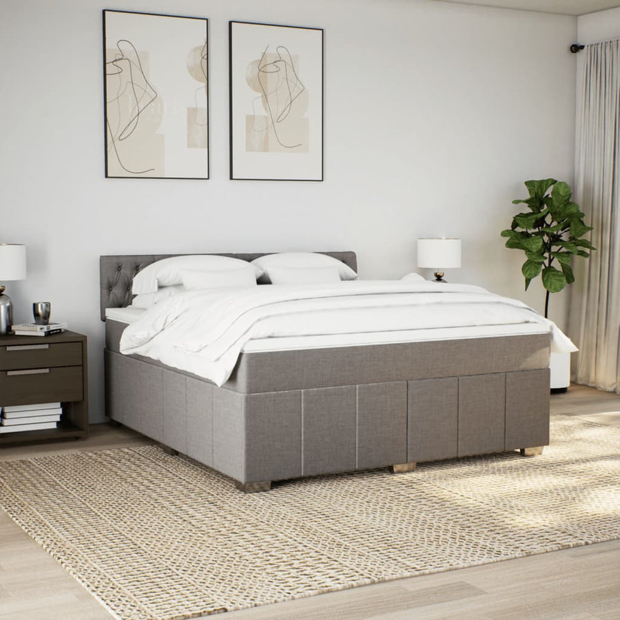 Boxspring met matras stof taupe 180x200 cm