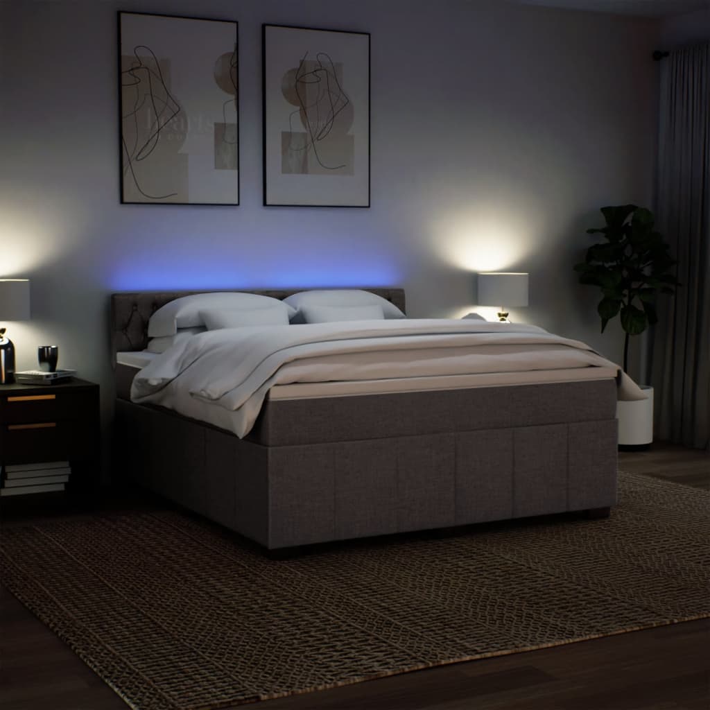 Boxspring met matras stof taupe 180x200 cm