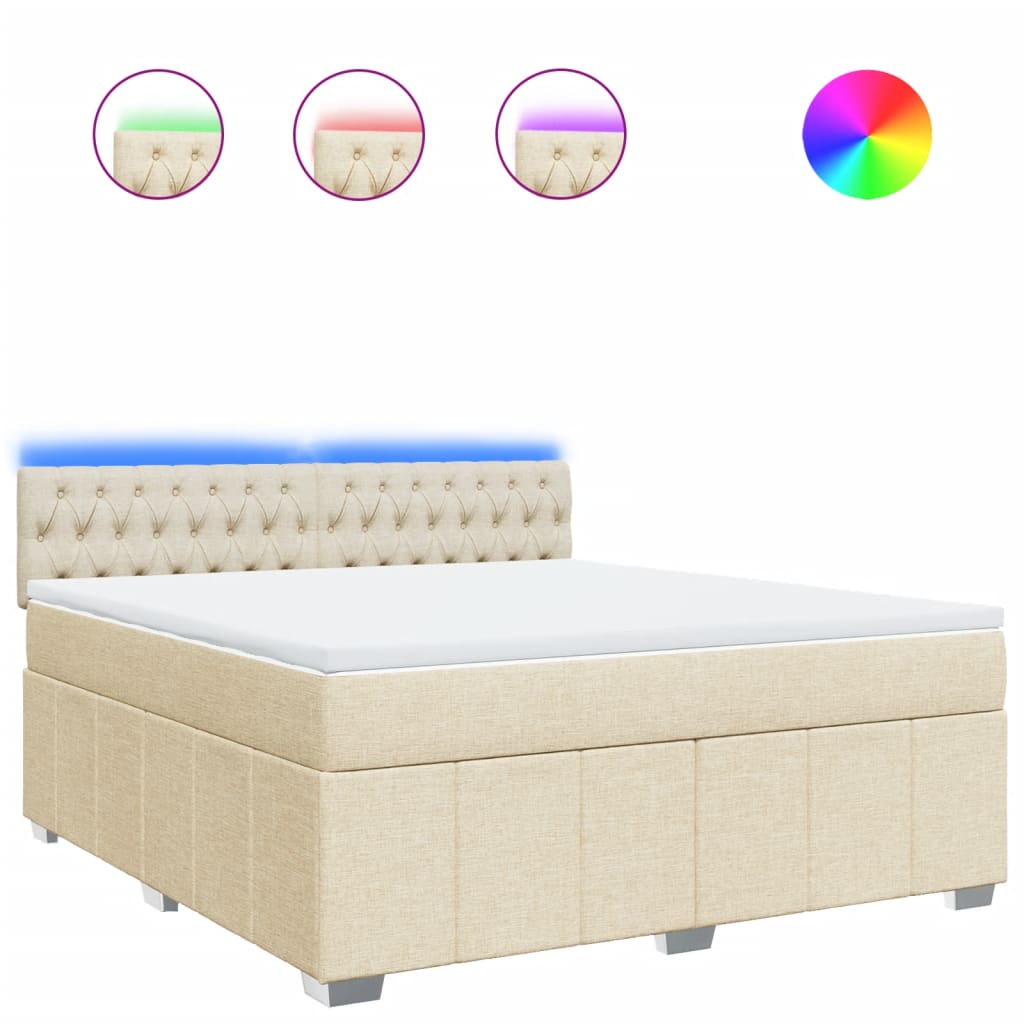 Boxspring met matras stof crèmekleurig 180x200 cm