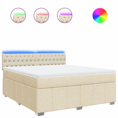 Boxspring met matras stof crèmekleurig 180x200 cm