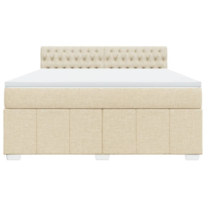 Boxspring met matras stof crèmekleurig 180x200 cm