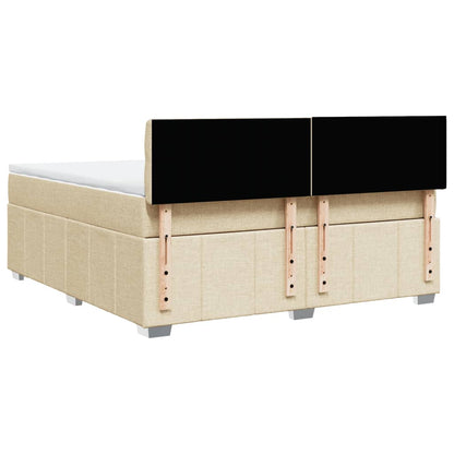 Boxspring met matras stof crèmekleurig 180x200 cm