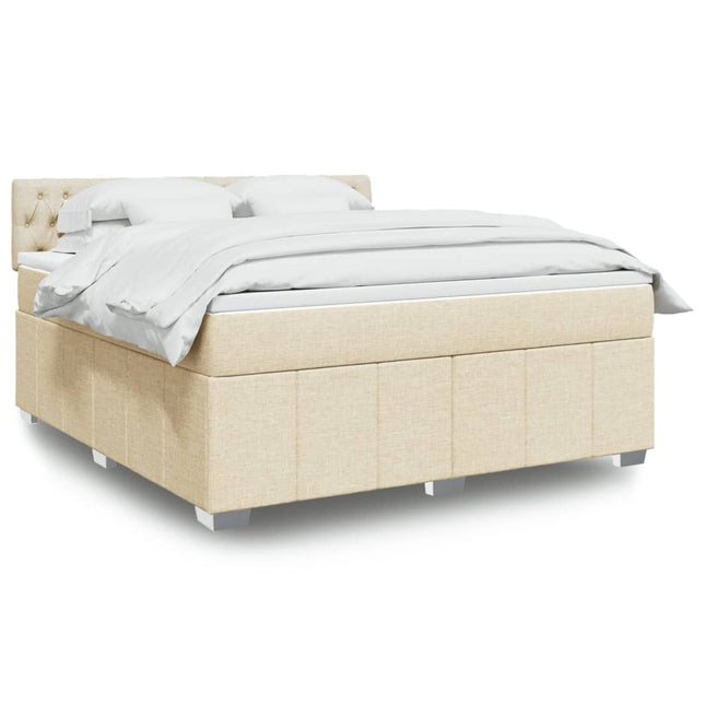 Boxspring met matras stof crèmekleurig 180x200 cm