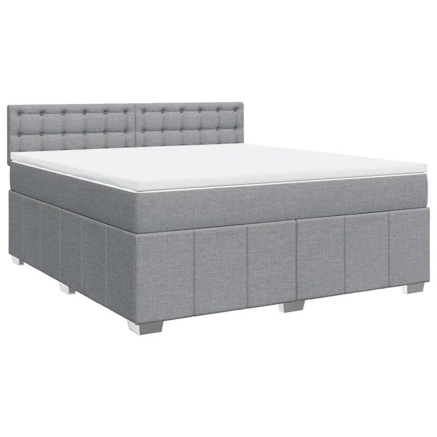 Boxspring met matras stof lichtgrijs 180x200 cm