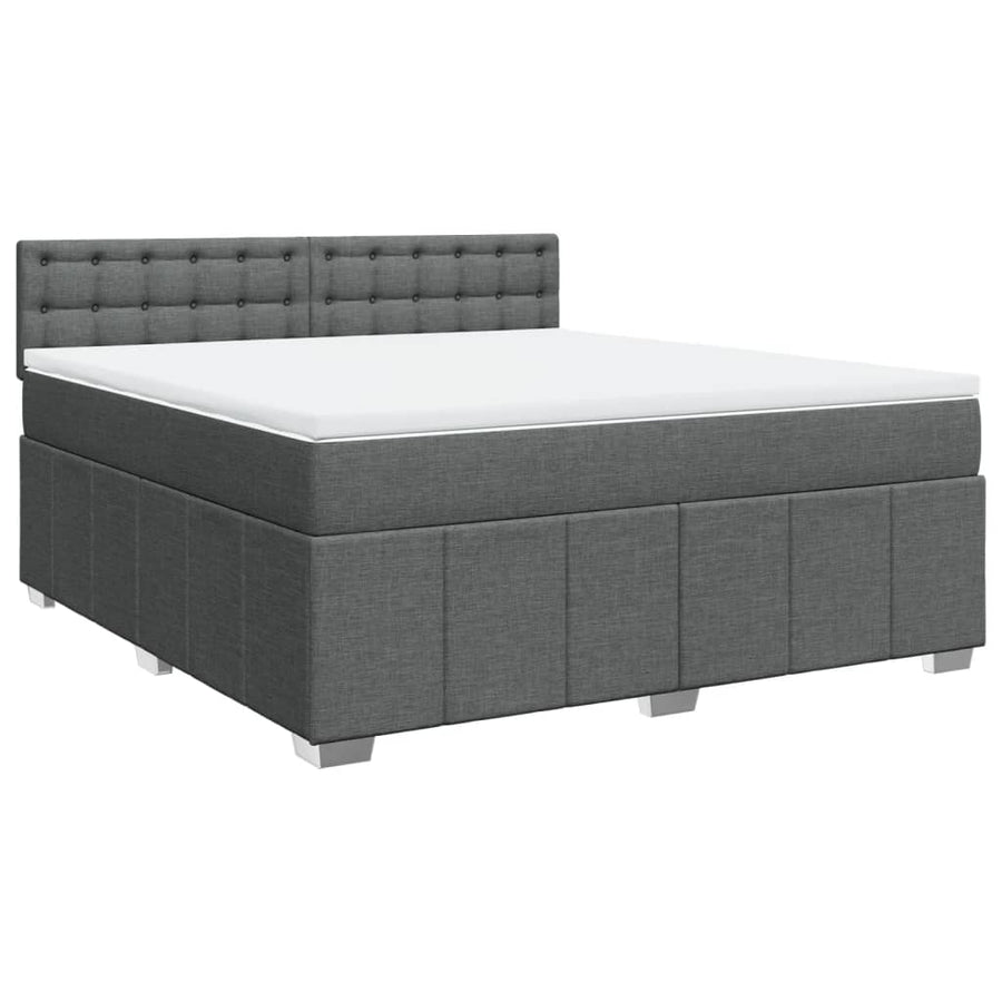 Boxspring met matras stof donkergrijs 180x200 cm