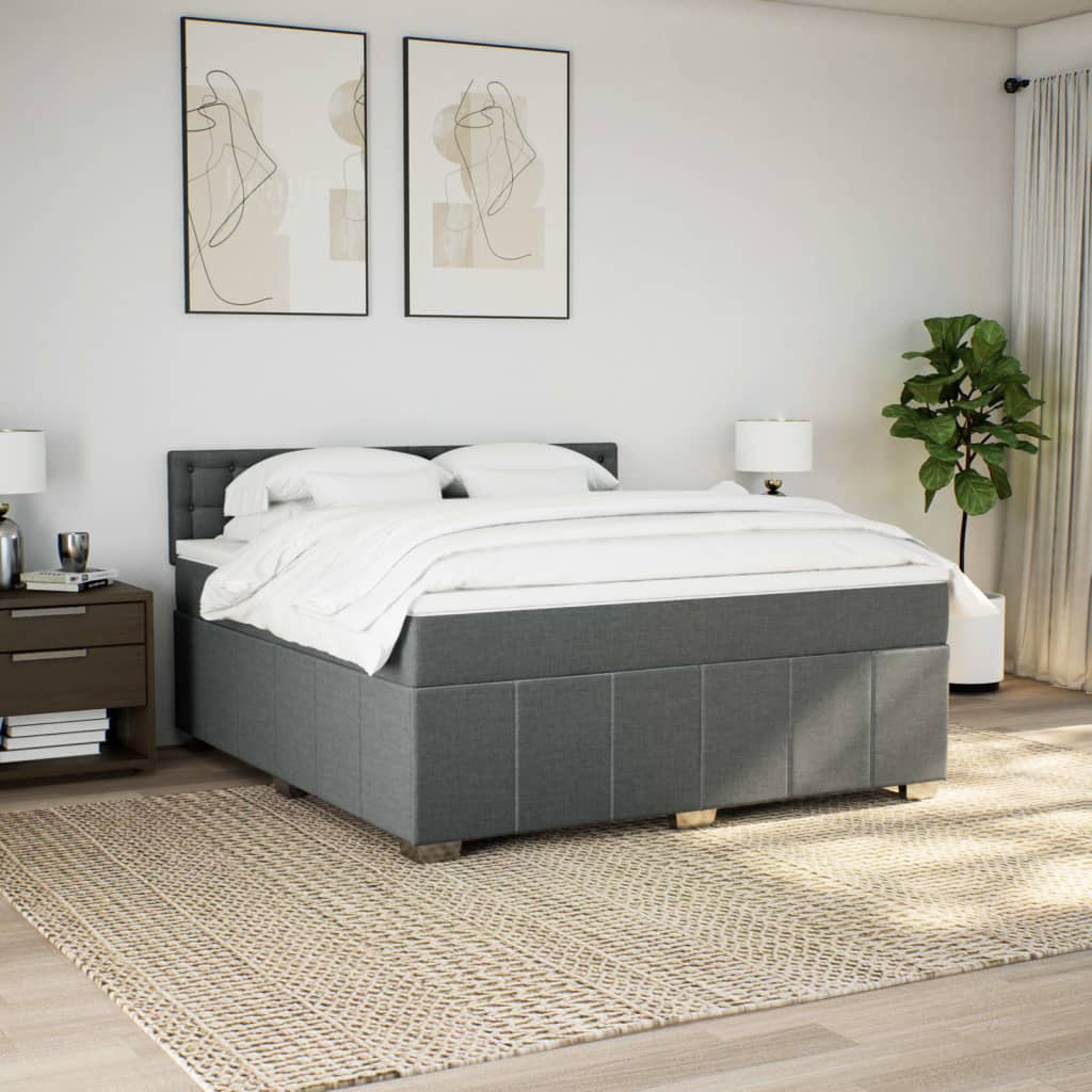 Boxspring met matras stof donkergrijs 180x200 cm