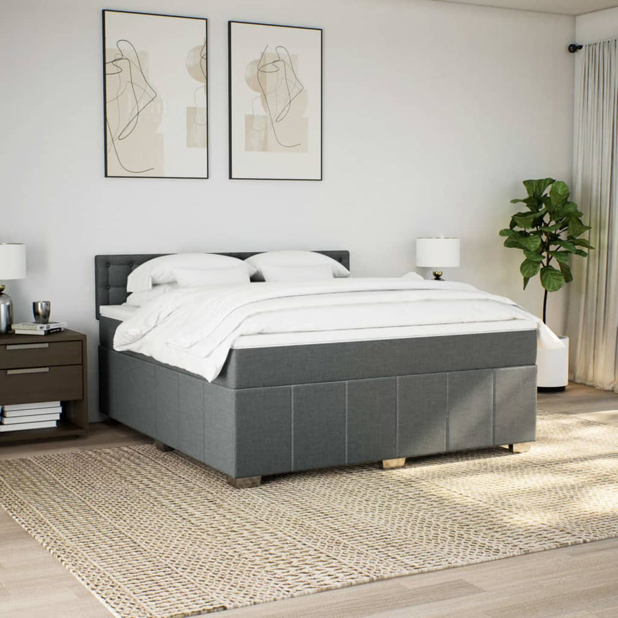 Boxspring met matras stof donkergrijs 180x200 cm