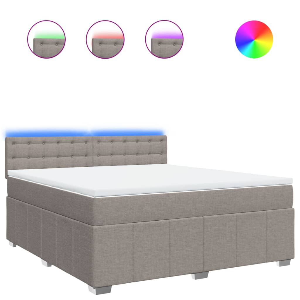 Boxspring met matras stof taupe 180x200 cm