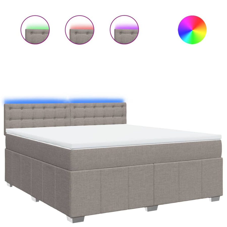 Boxspring met matras stof taupe 180x200 cm